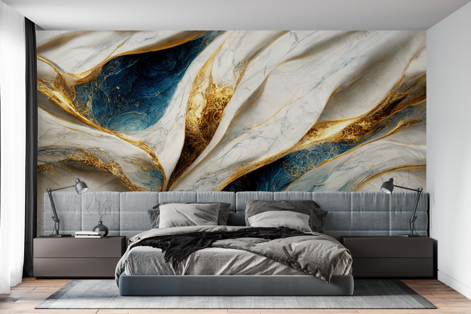 Fototapet marmură exclusivă albă ca zăpada cu aurire