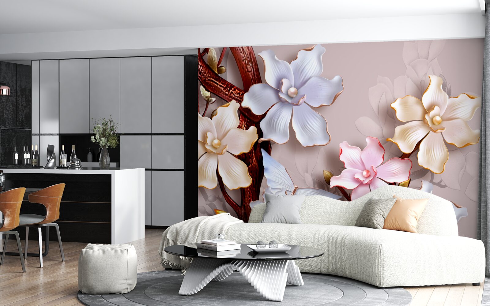 Fototapet flori în diferite nuanțe pe un fundal moale