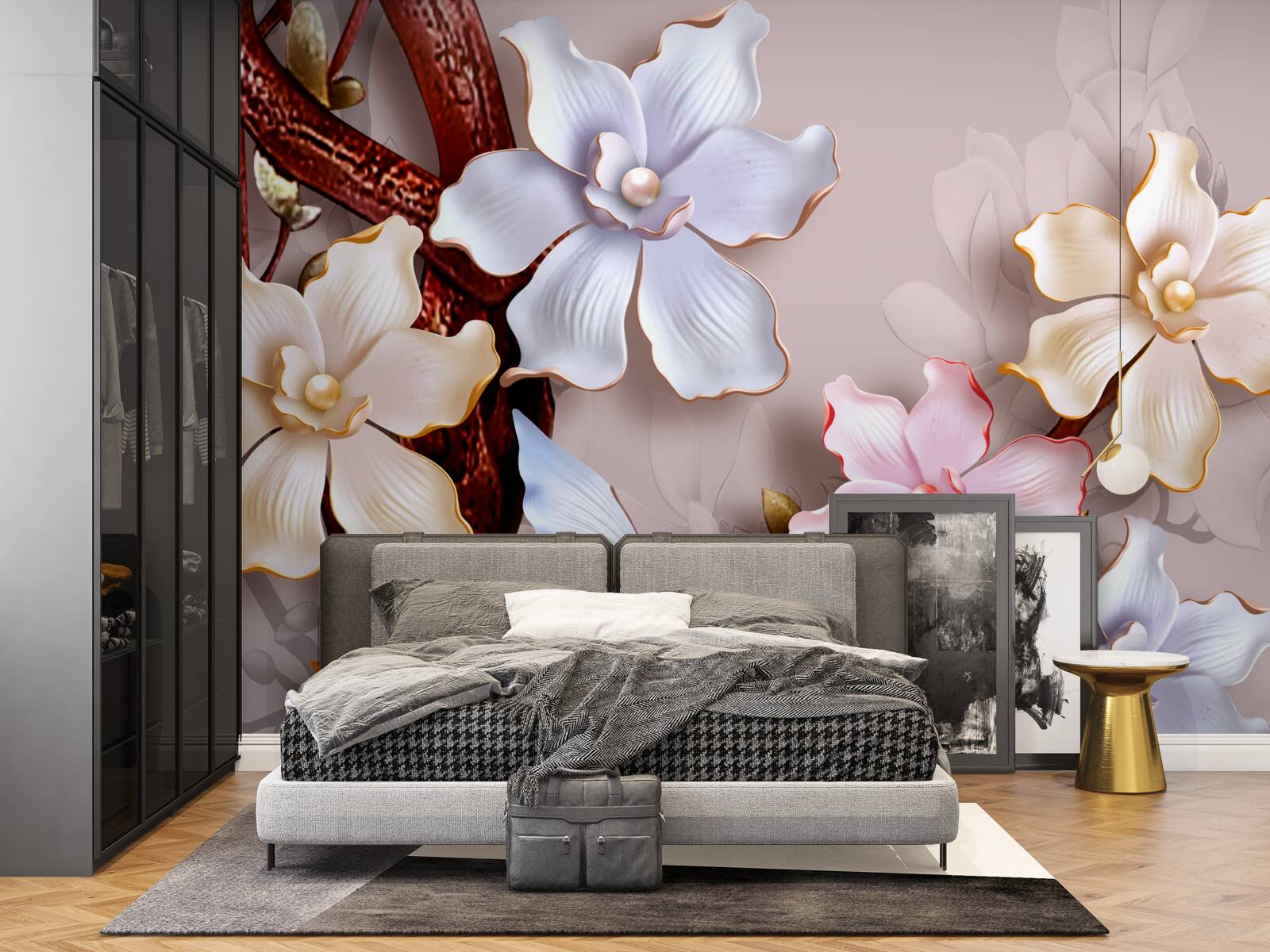 Fototapet flori în diferite nuanțe pe un fundal moale