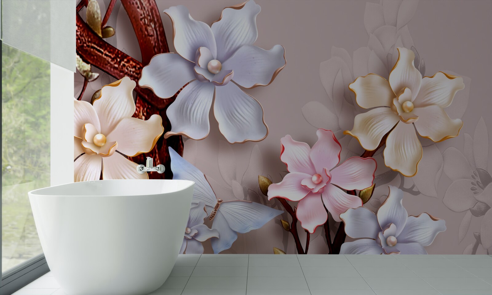 Fototapet flori în diferite nuanțe pe un fundal moale