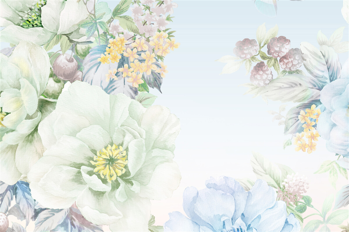 Fototapet flori în culori pastelate moi