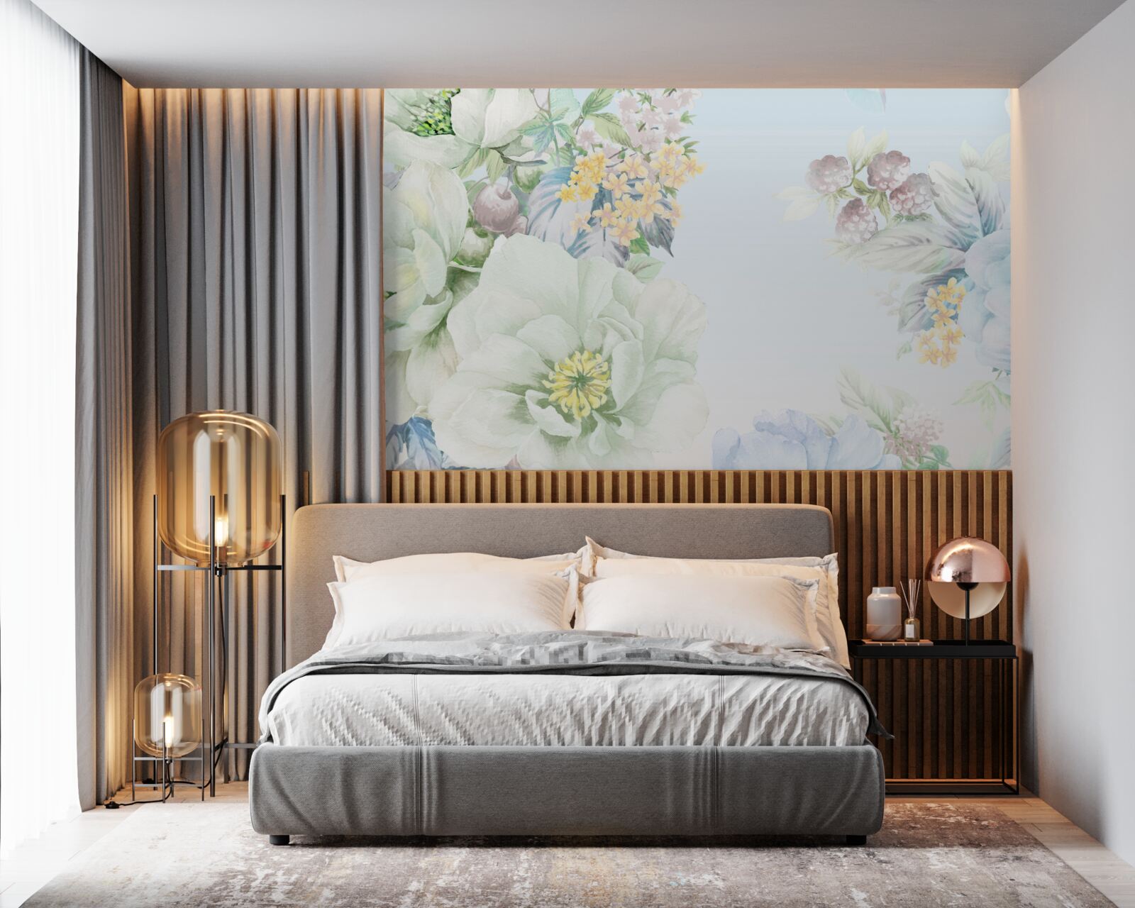 Fototapet flori în culori pastelate moi