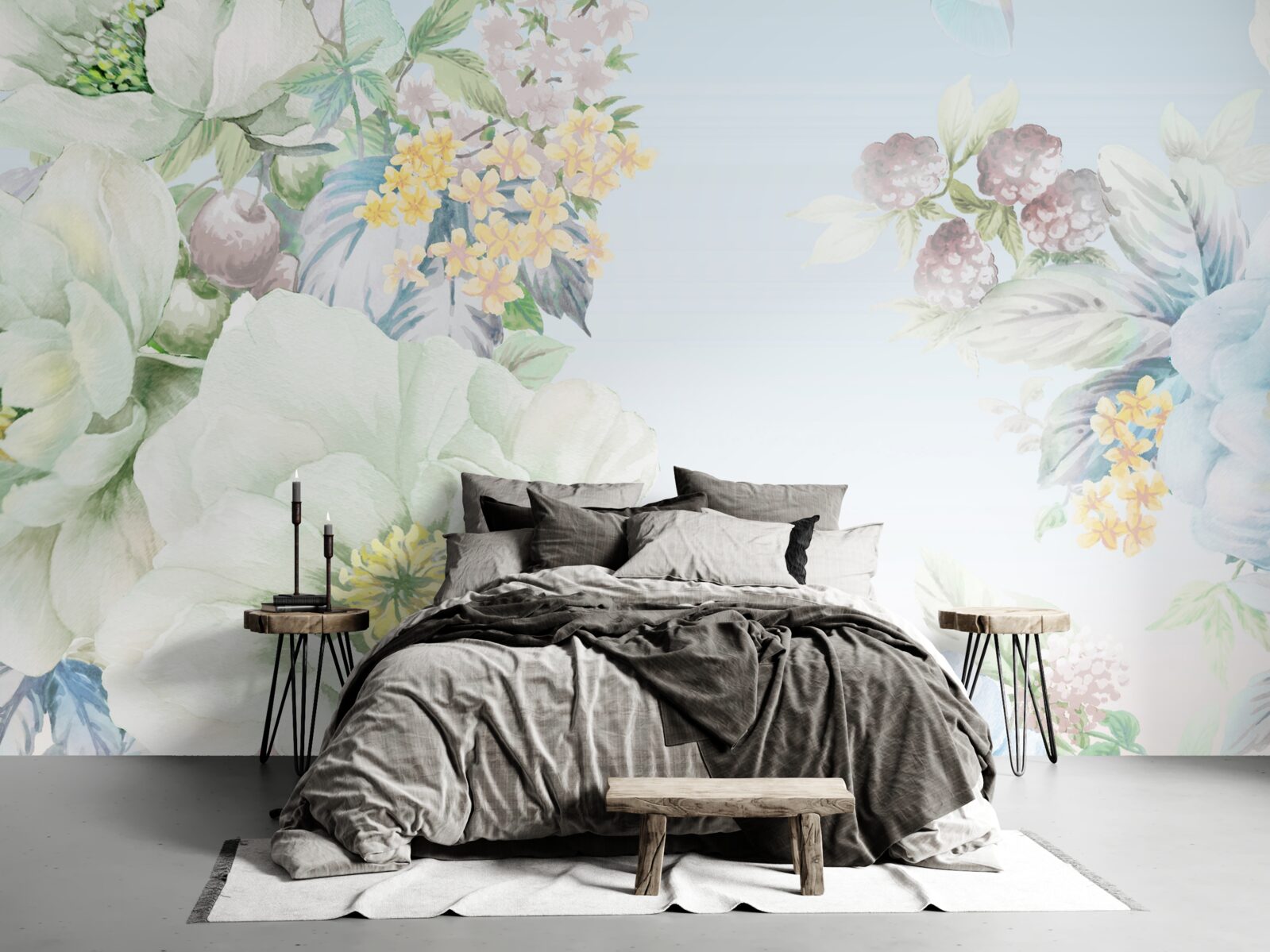 Fototapet flori în culori pastelate moi