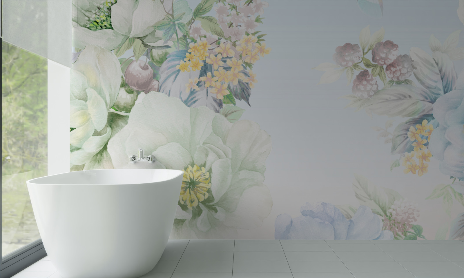 Fototapet flori în culori pastelate moi