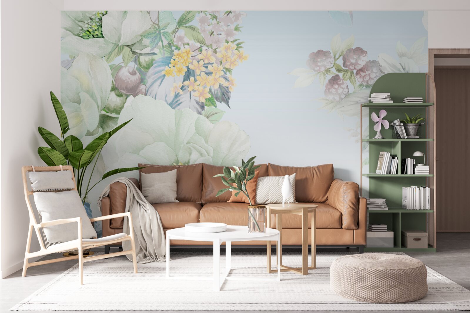 Fototapet flori în culori pastelate moi