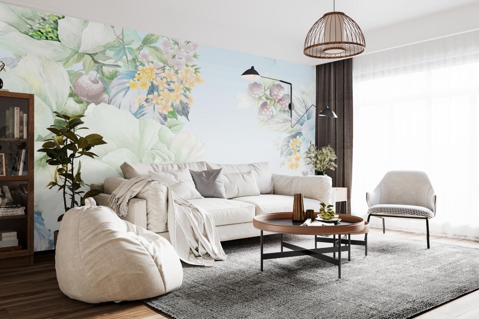 Fototapet flori în culori pastelate moi