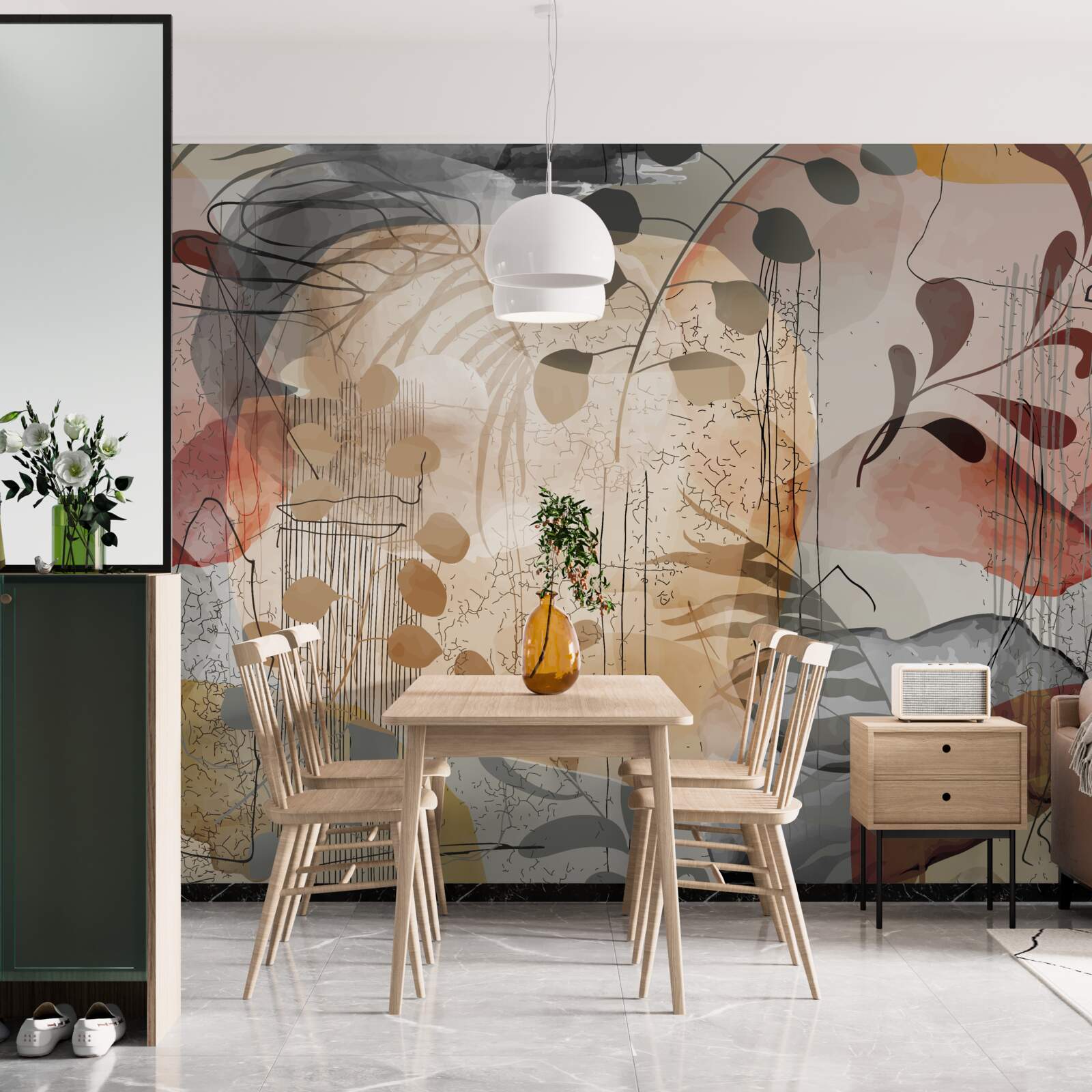 Fototapet perdele de pat cu model abstract