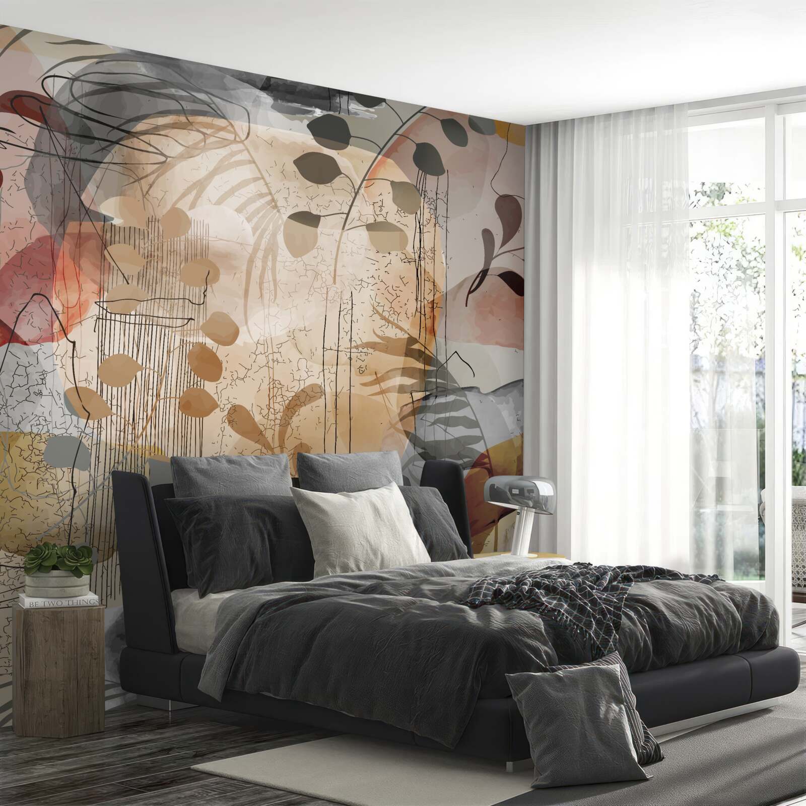 Fototapet perdele de pat cu model abstract