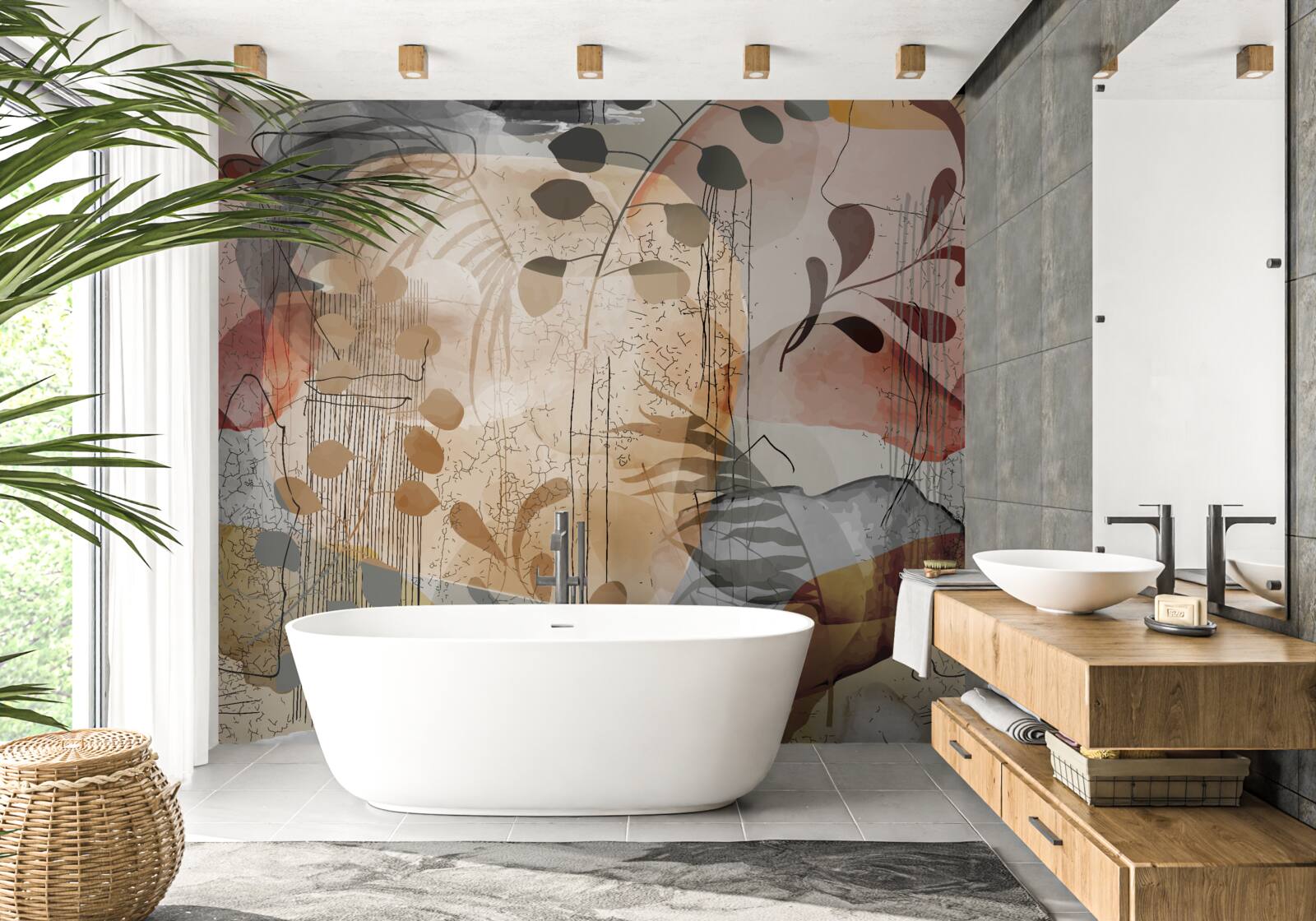 Fototapet perdele de pat cu model abstract