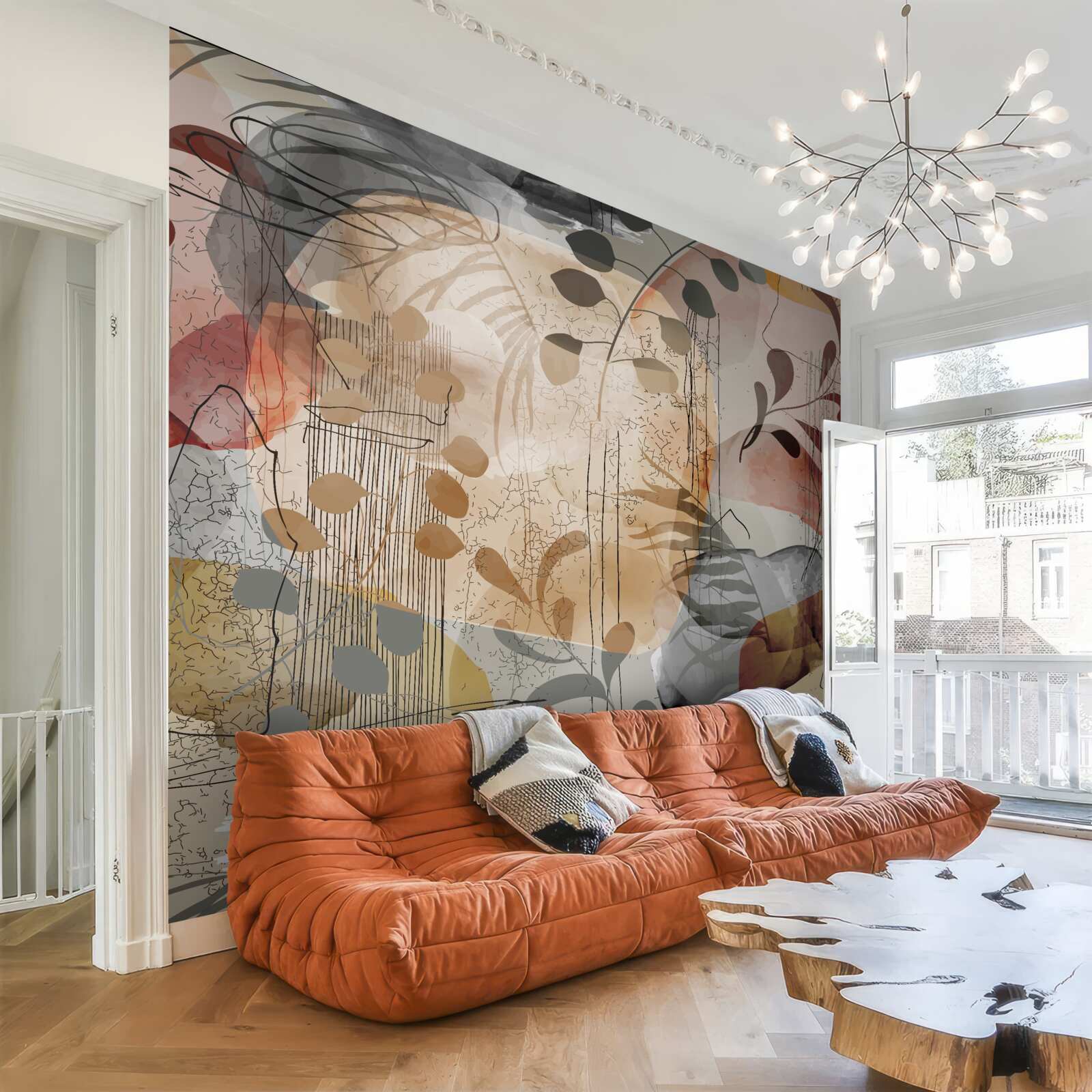 Fototapet perdele de pat cu model abstract