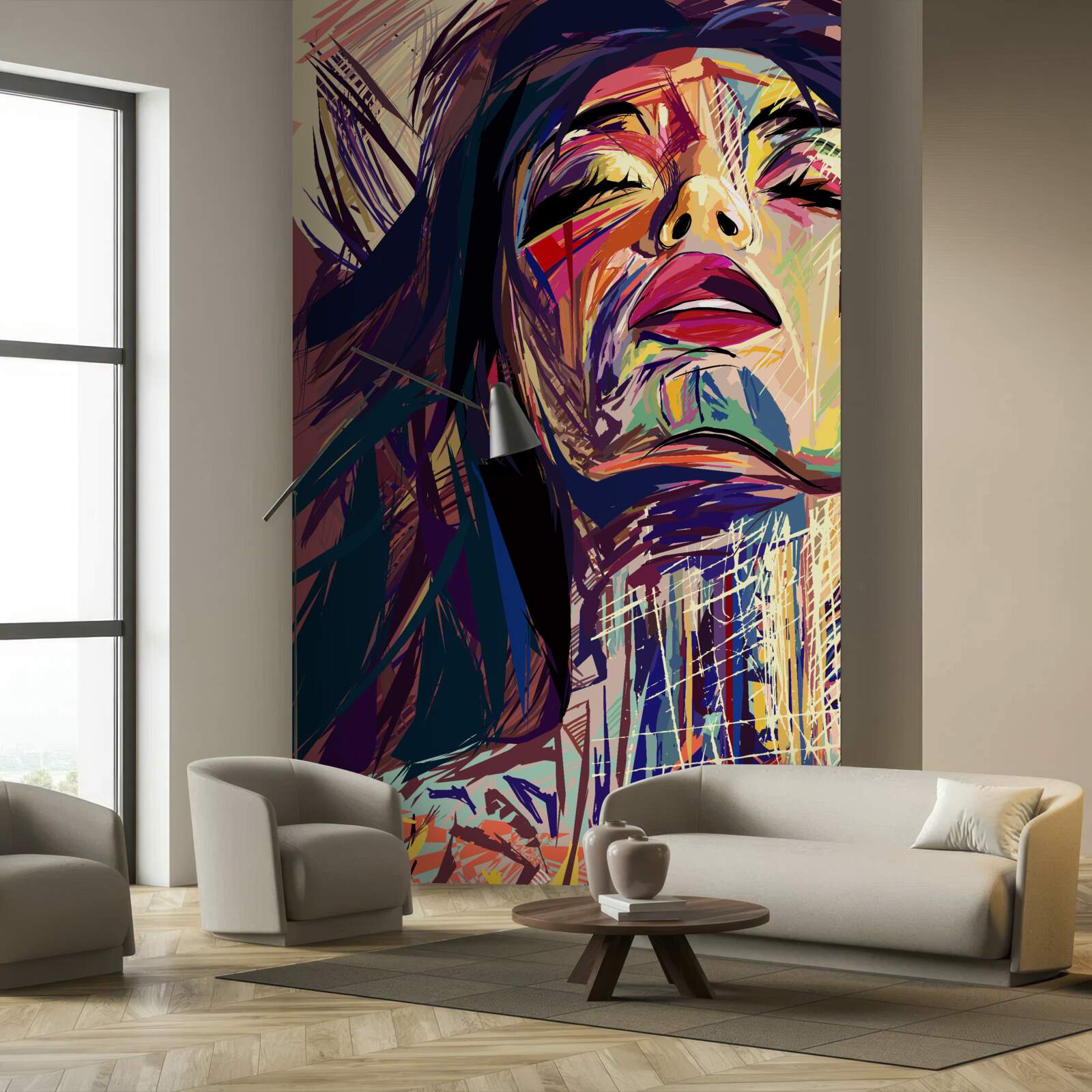 Fototapet fata din imagine este complet acoperită de vopsea