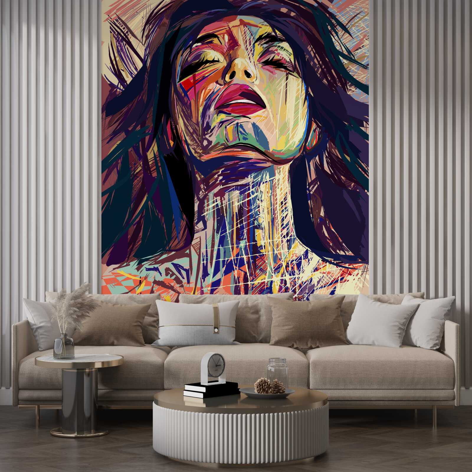 Fototapet fata din imagine este complet acoperită de vopsea