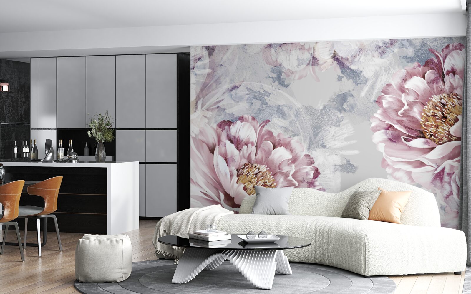 Fototapet bujori mari roz