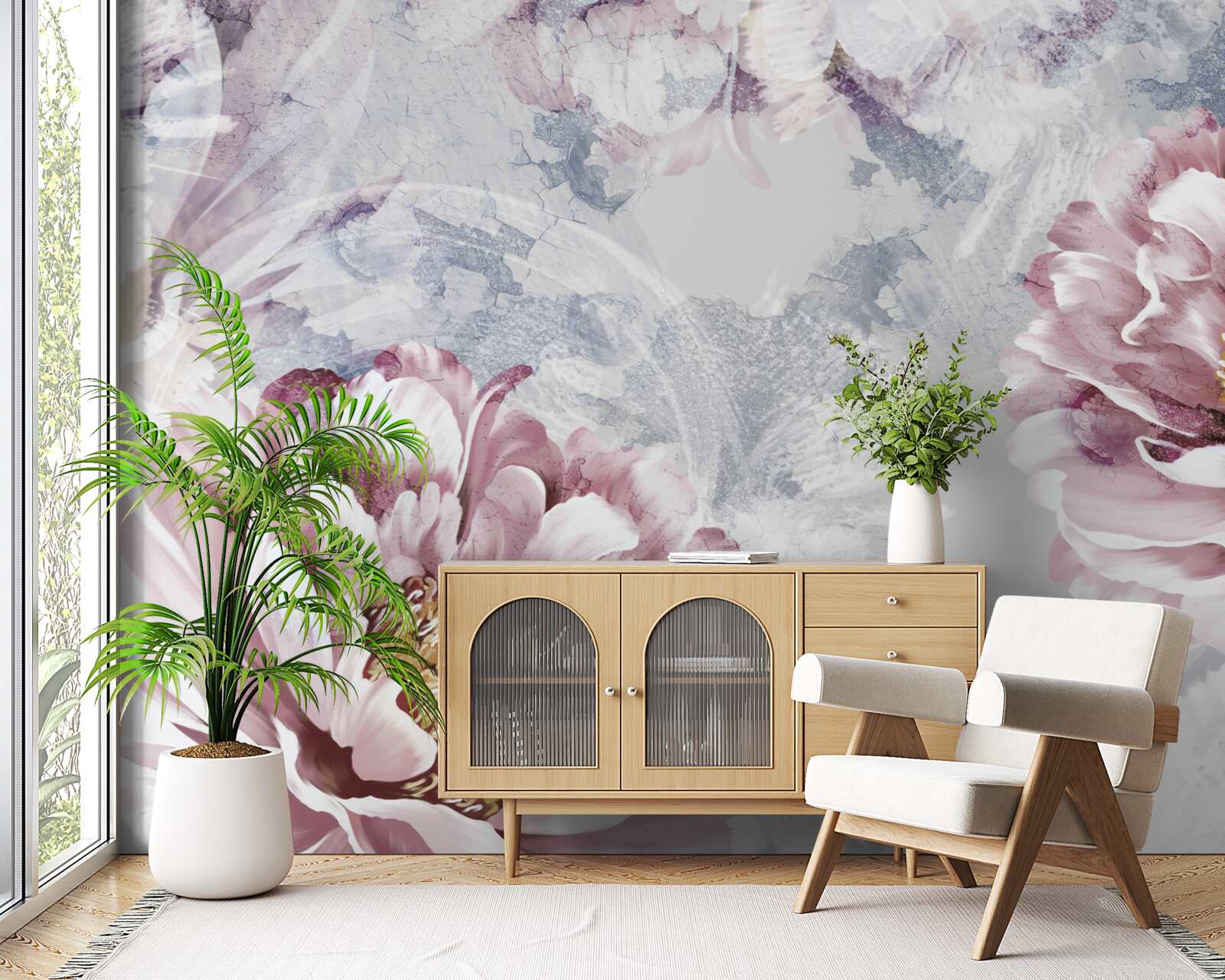 Fototapet bujori mari roz