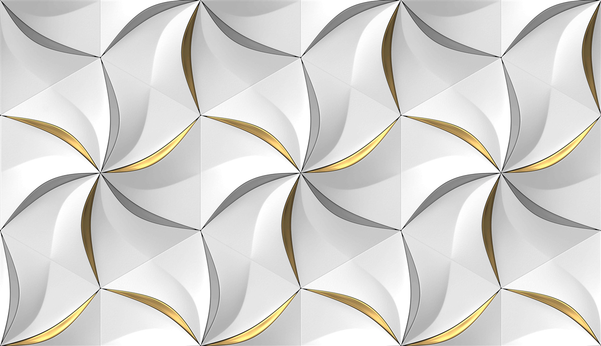 Fototapet vârtejuri de gri și auriu pe un fundal alb