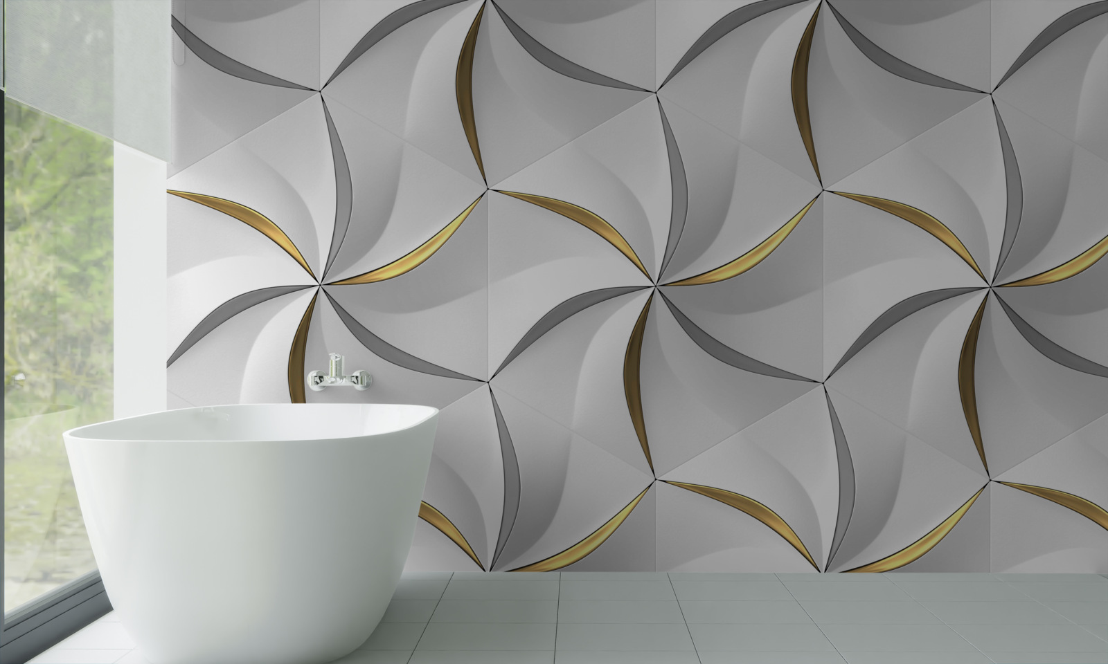 Fototapet vârtejuri de gri și auriu pe un fundal alb