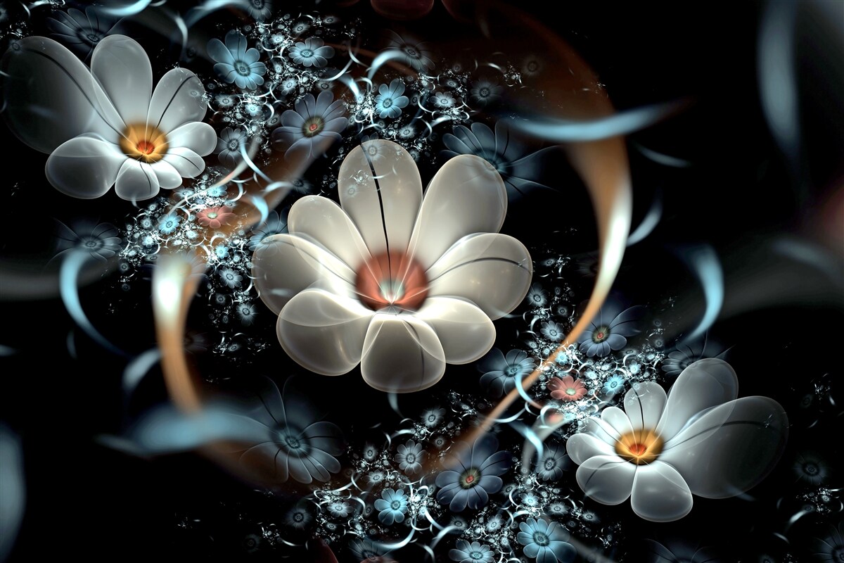 Fototapet florile mari sunt albe