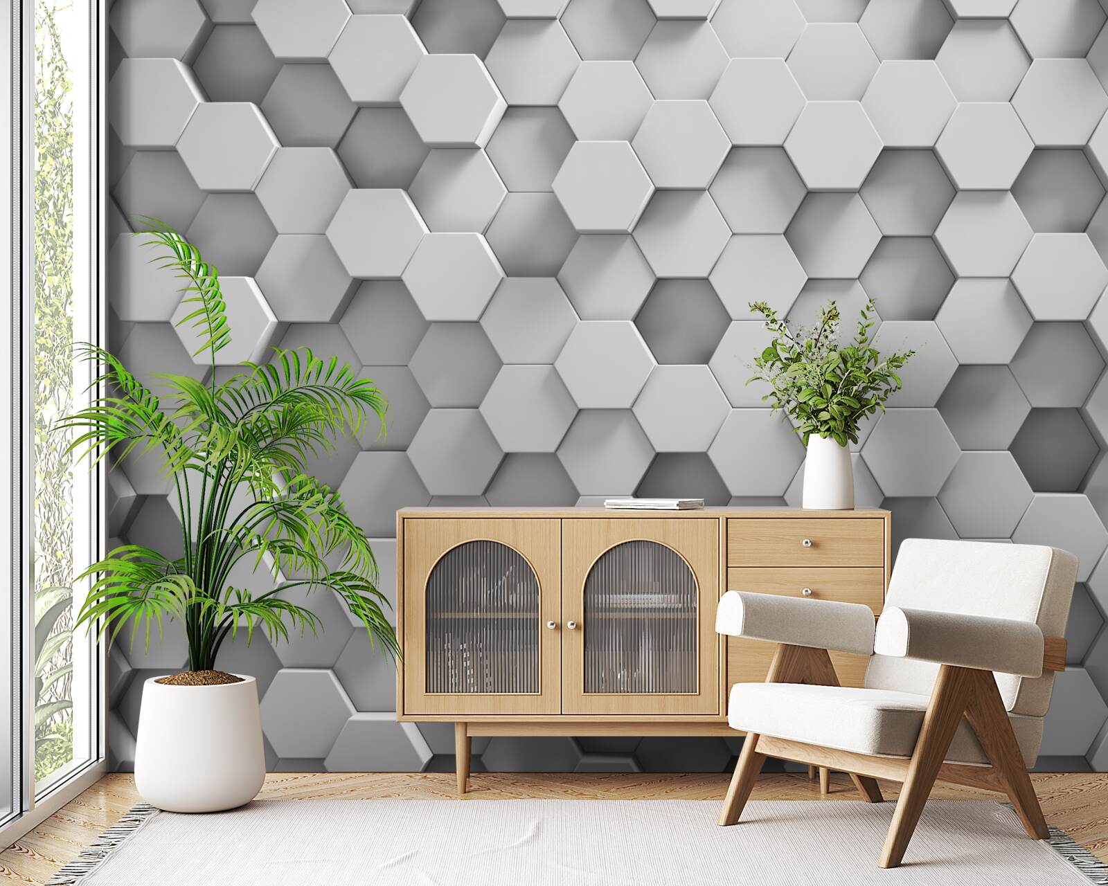 Fototapet hexagoanele sunt gri
