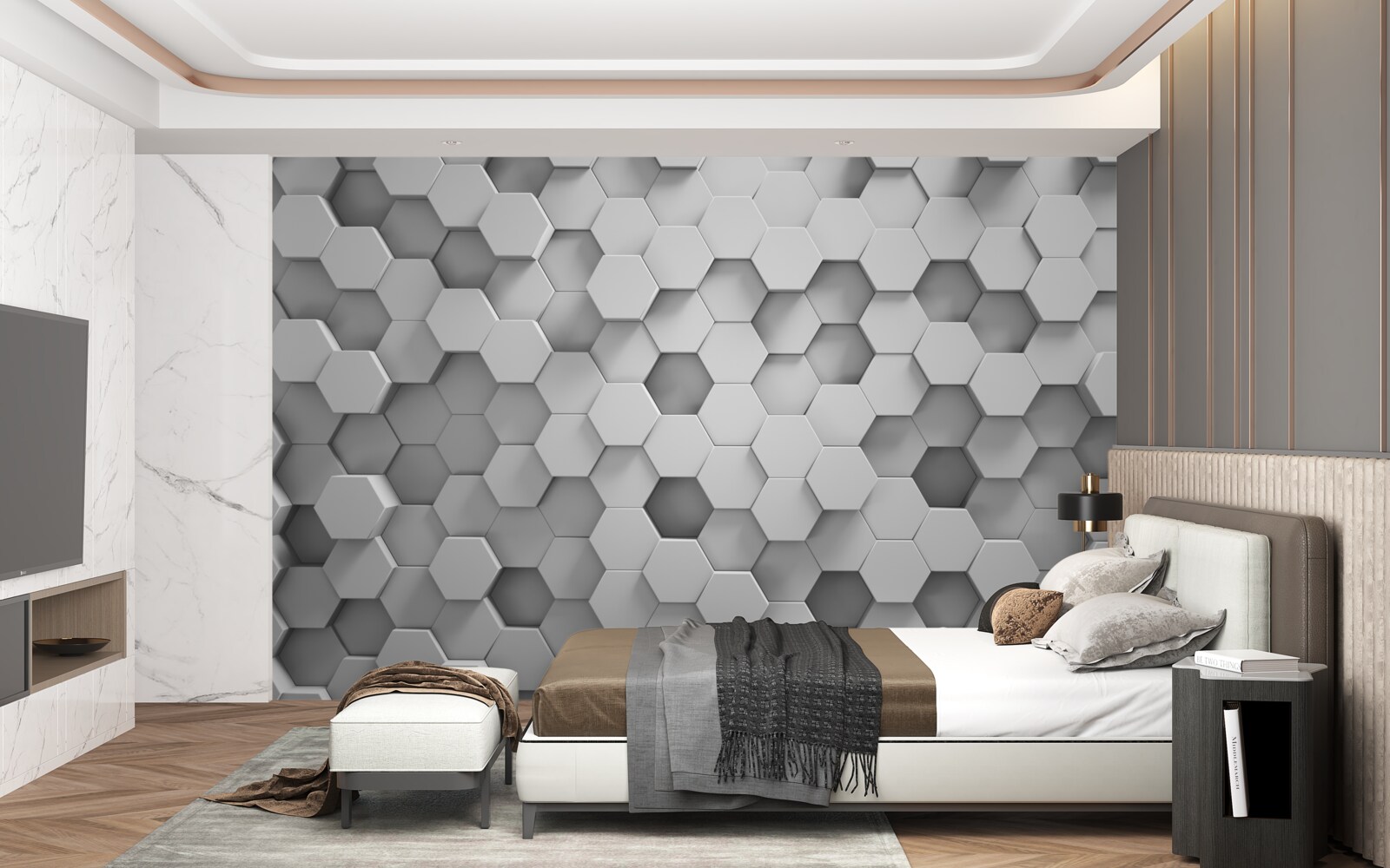 Fototapet hexagoanele sunt gri