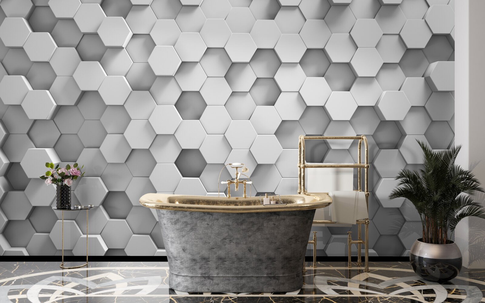 Fototapet hexagoanele sunt gri