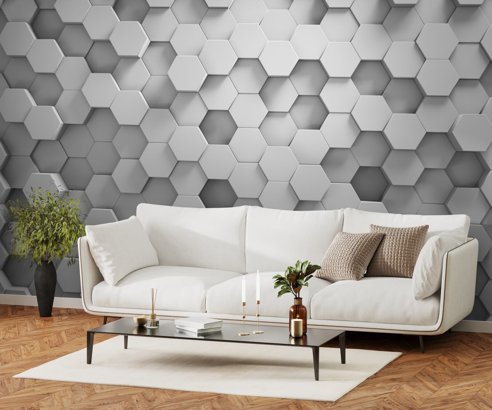 Fototapet hexagoanele sunt gri