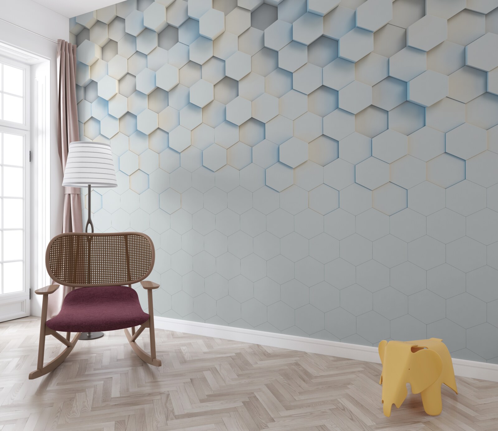 Fototapet hexagoanele sunt albe