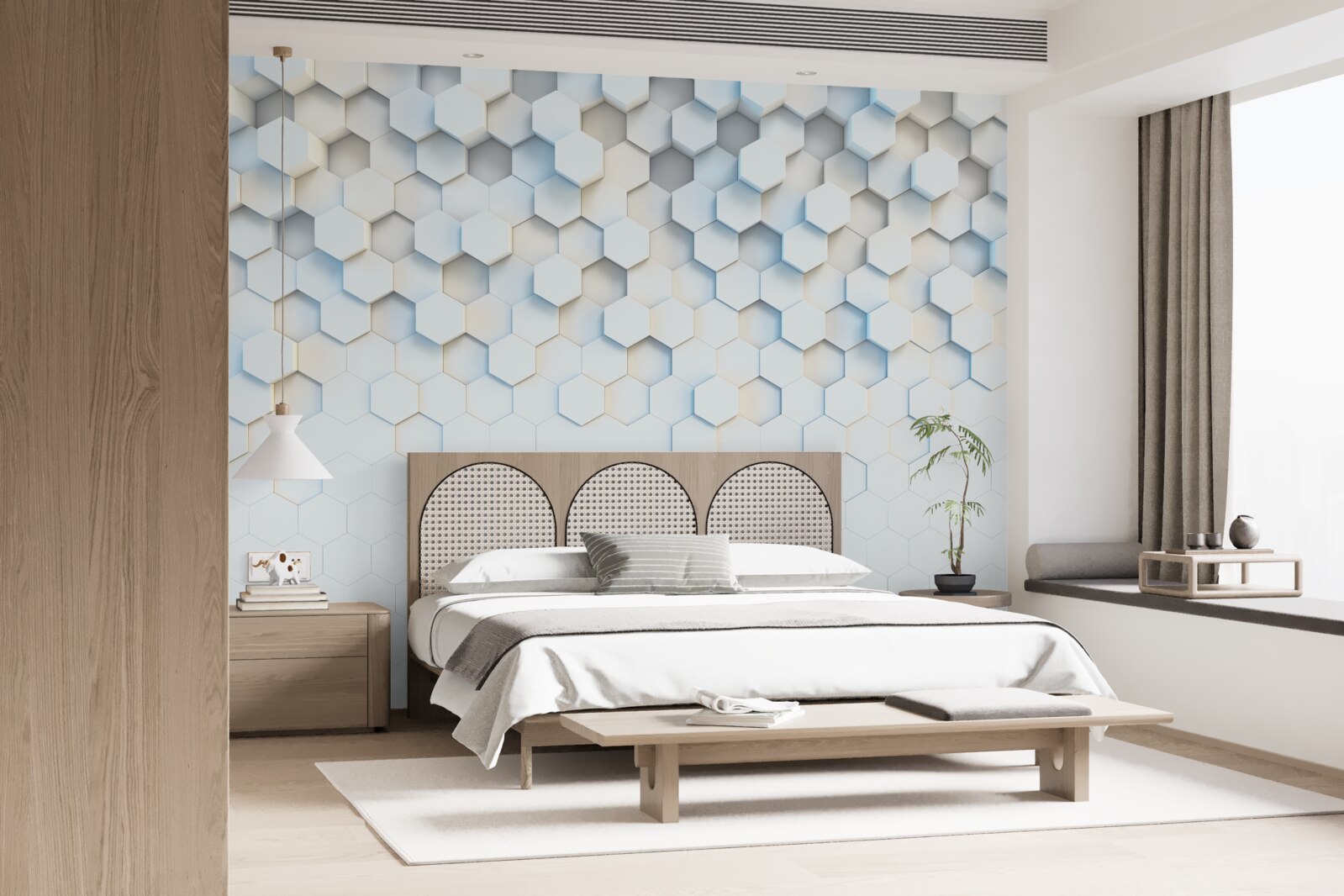 Fototapet hexagoanele sunt albe