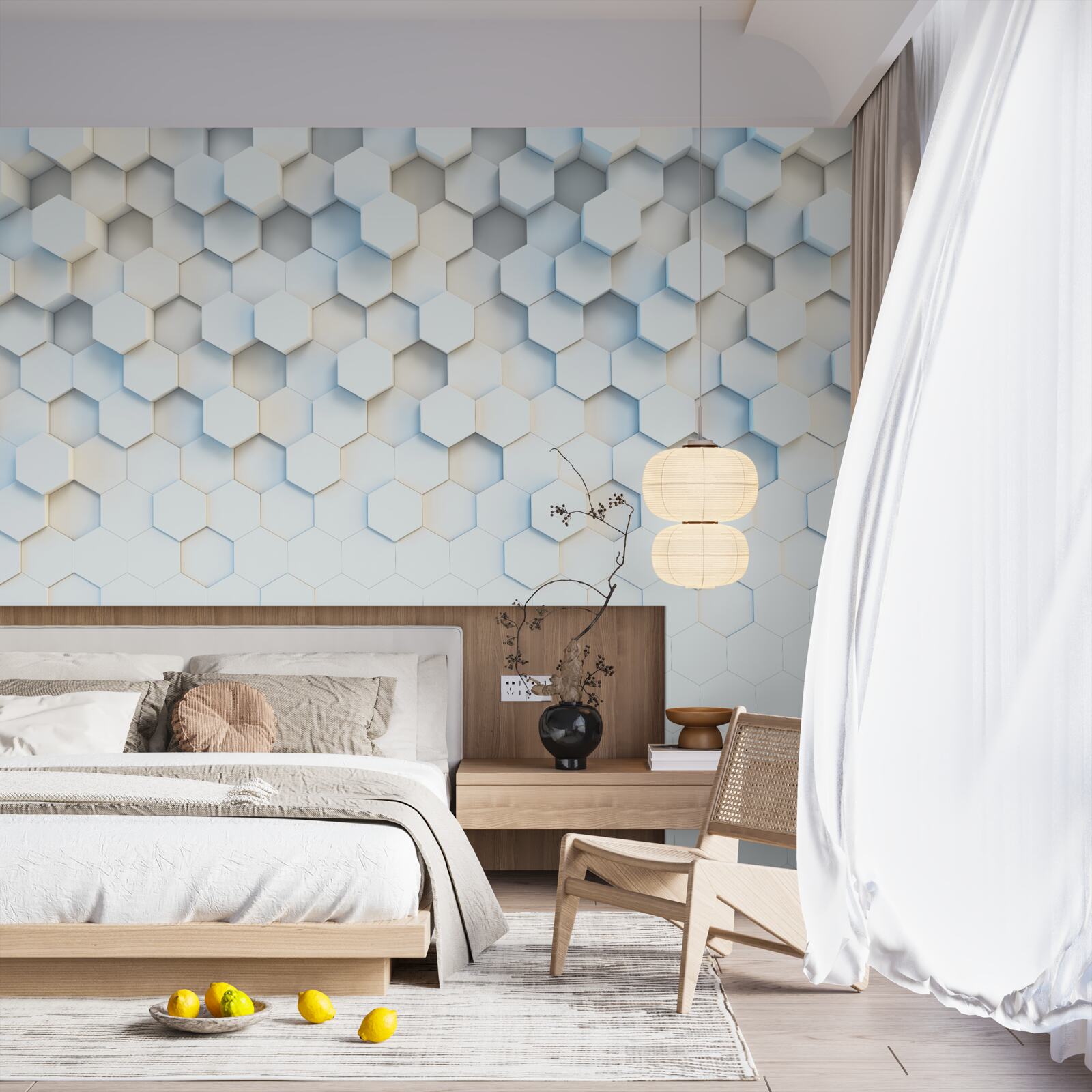 Fototapet hexagoanele sunt albe