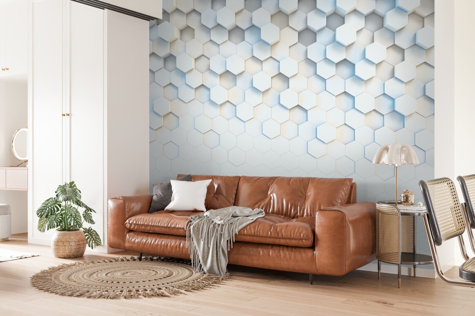 Fototapet hexagoanele sunt albe