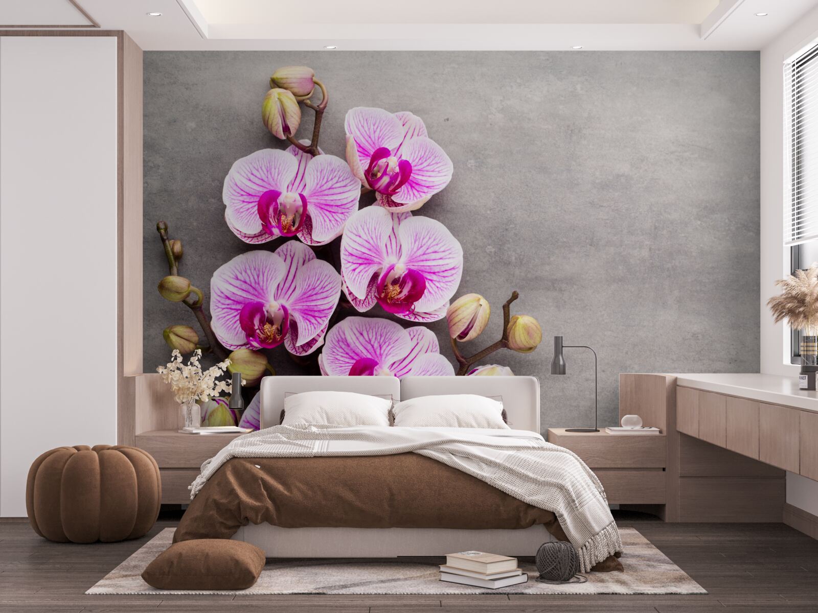 Fototapet liliac și orhidee albă
