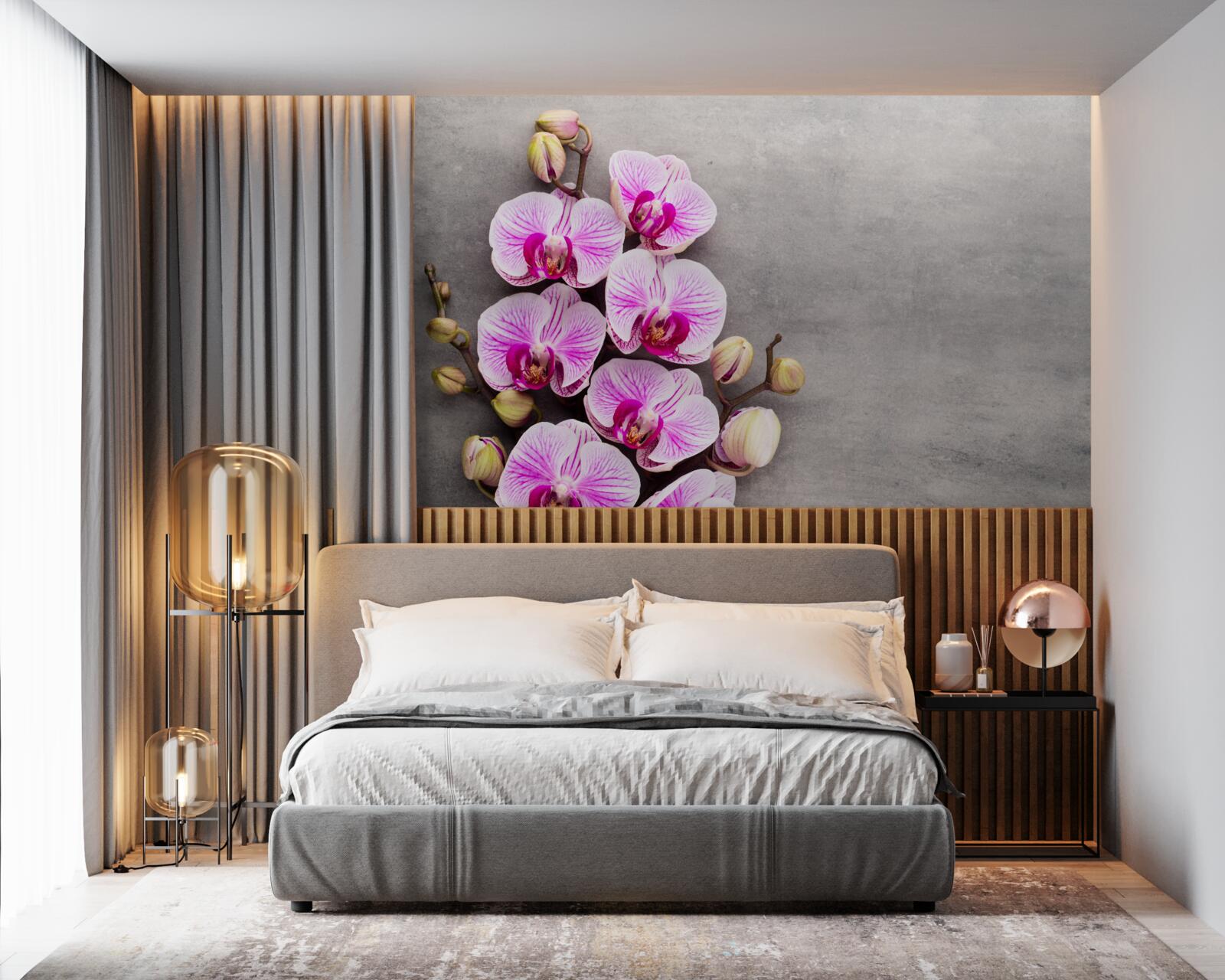 Fototapet liliac și orhidee albă