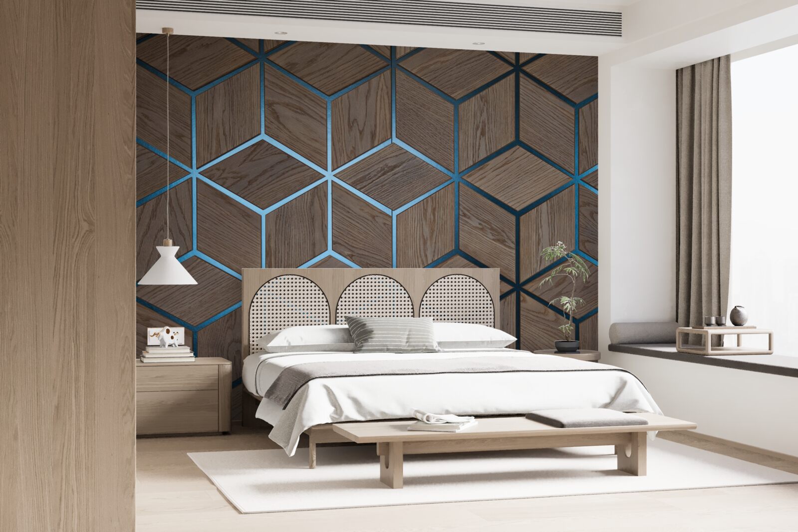 Fototapet podea din lemn cu dungi negre