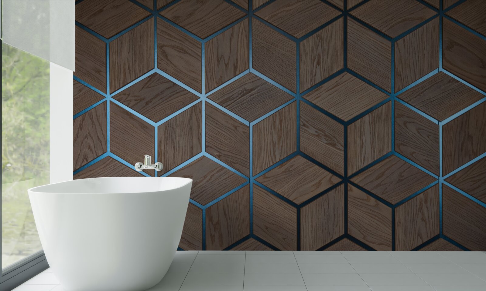 Fototapet podea din lemn cu dungi negre