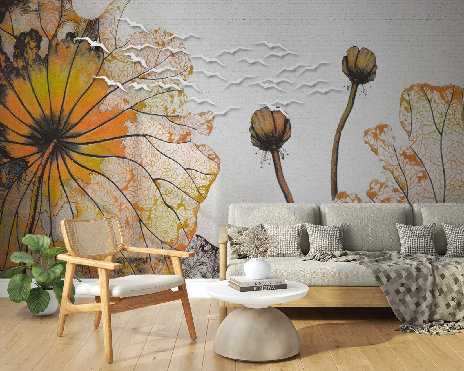 Fototapet flori mari și mugurii lor nedeschiși