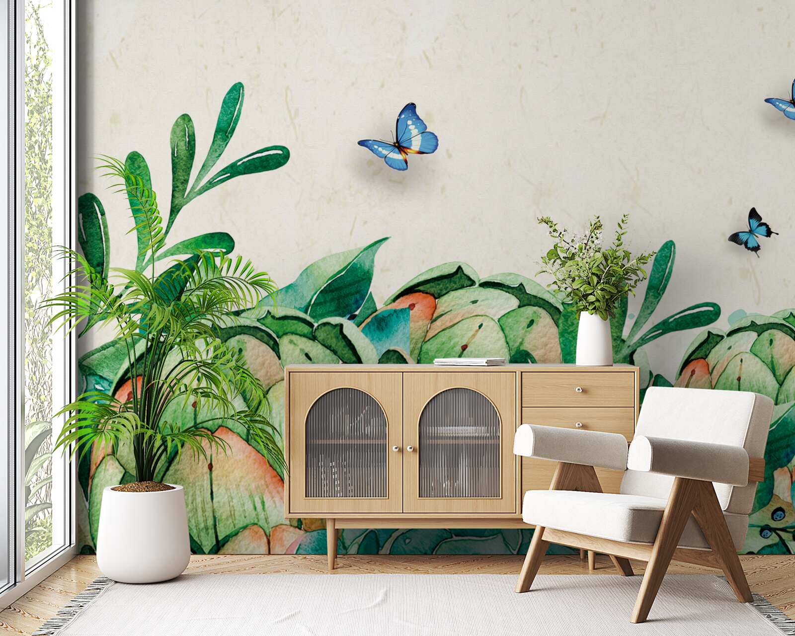 Fototapet fluturi și plante