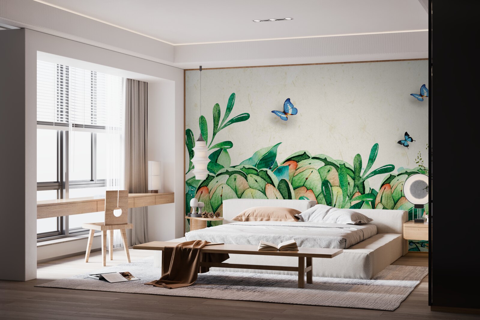 Fototapet fluturi și plante