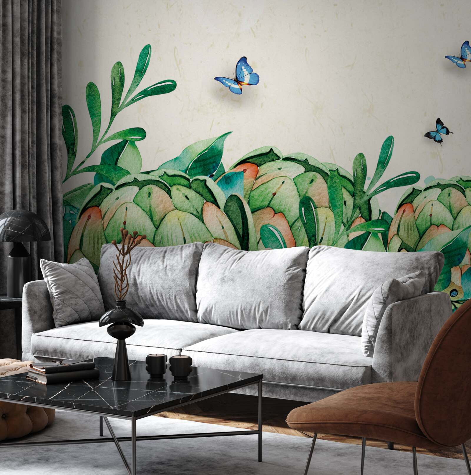 Fototapet fluturi și plante