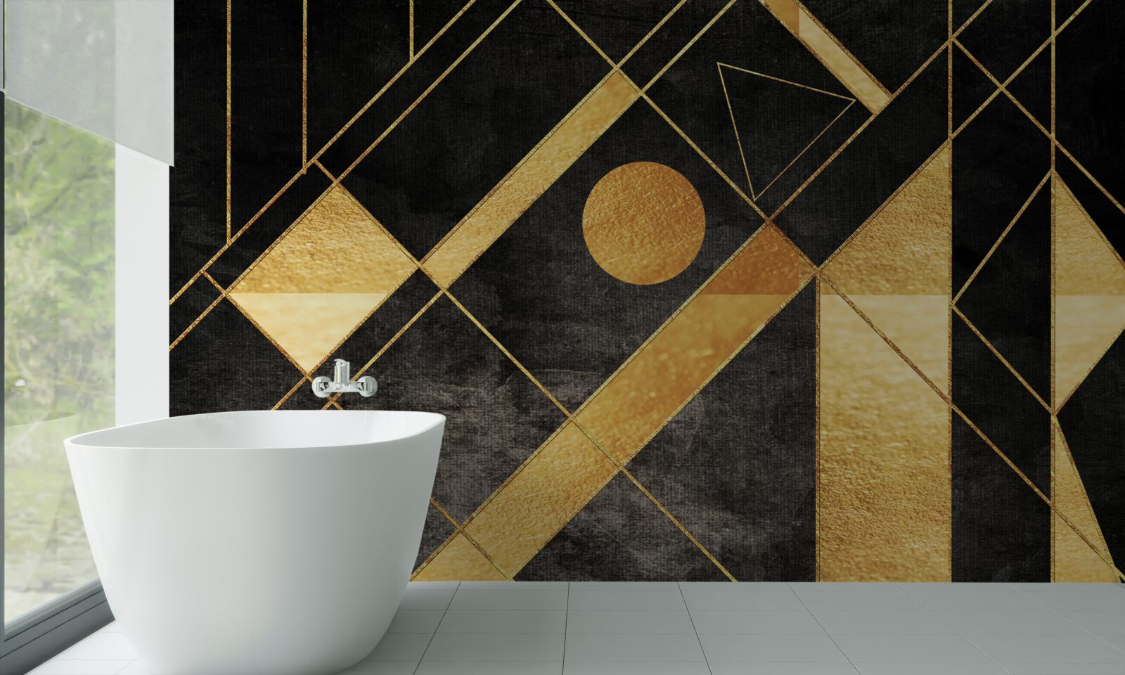 Fototapet fundal negru cu linii aurii