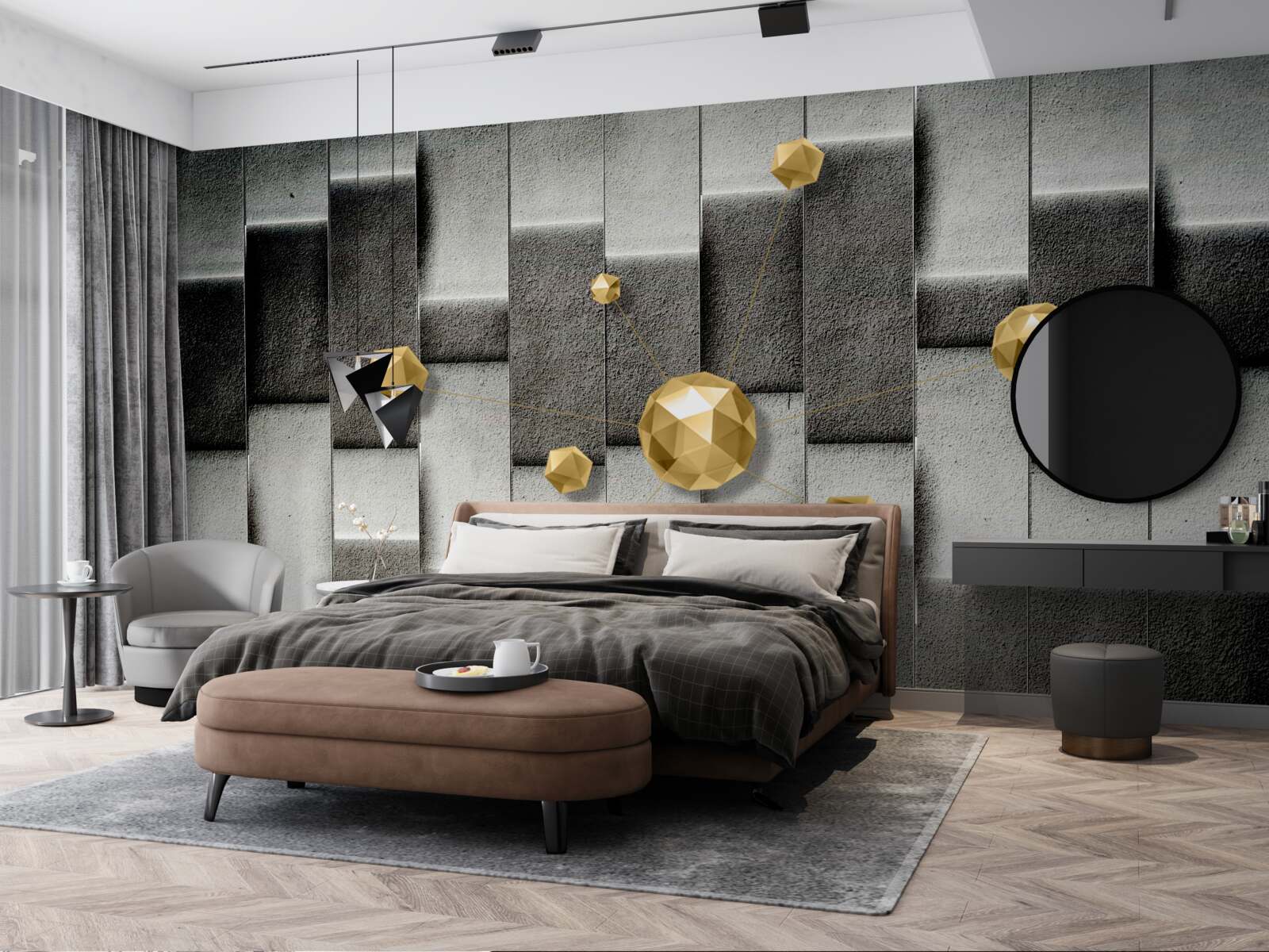 Fototapet cifre volumetrice pentru aur