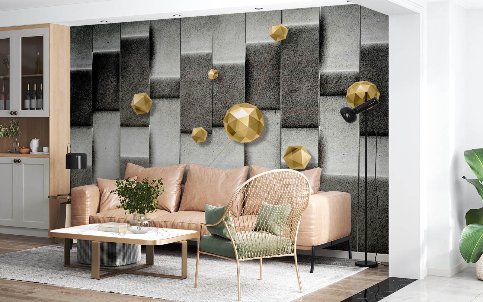 Fototapet cifre volumetrice pentru aur