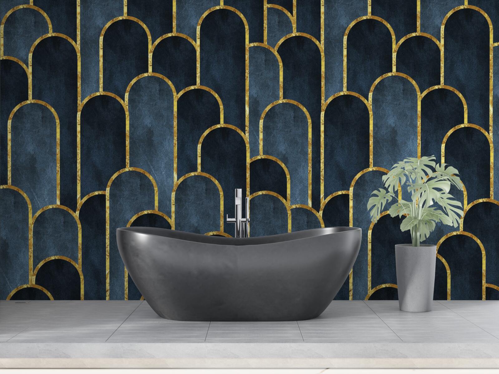 Fototapet accente aurii pe topuri negre aerisite