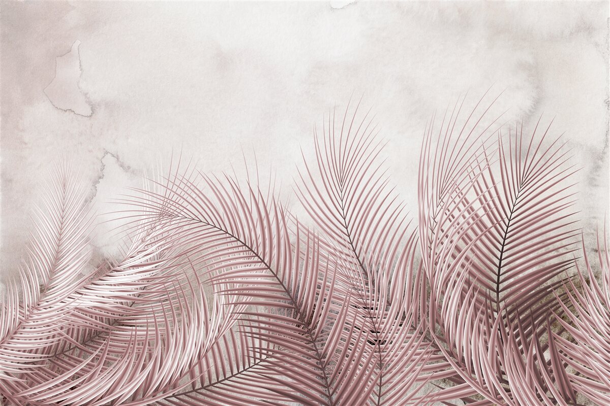 Fototapet frunze tropicale într-o ceață cețoasă