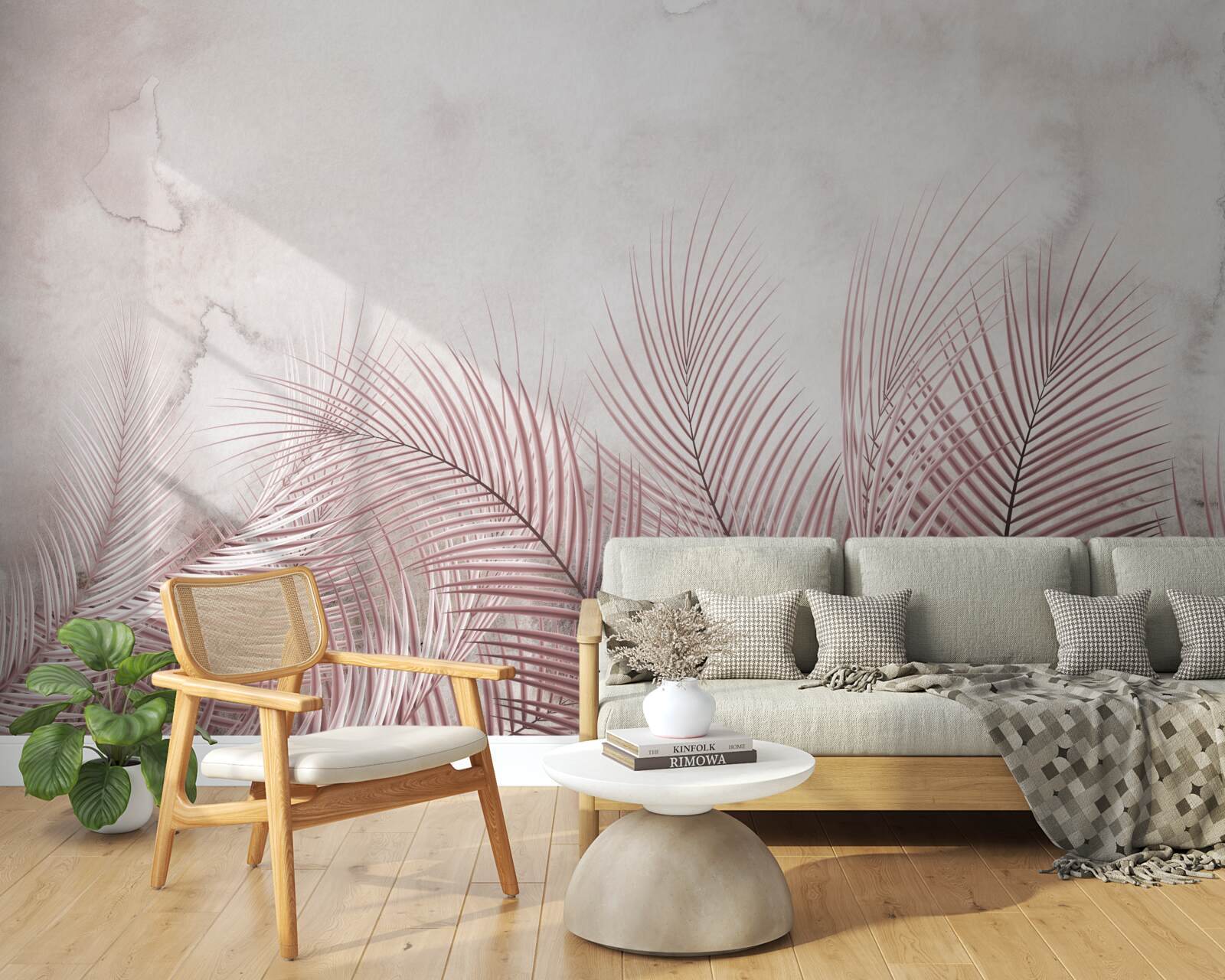 Fototapet frunze tropicale într-o ceață cețoasă