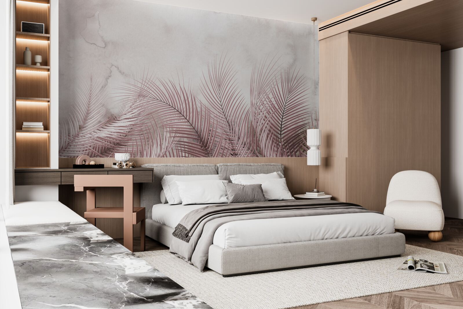 Fototapet frunze tropicale într-o ceață cețoasă