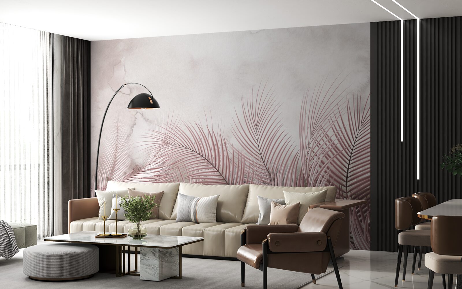 Fototapet frunze tropicale într-o ceață cețoasă