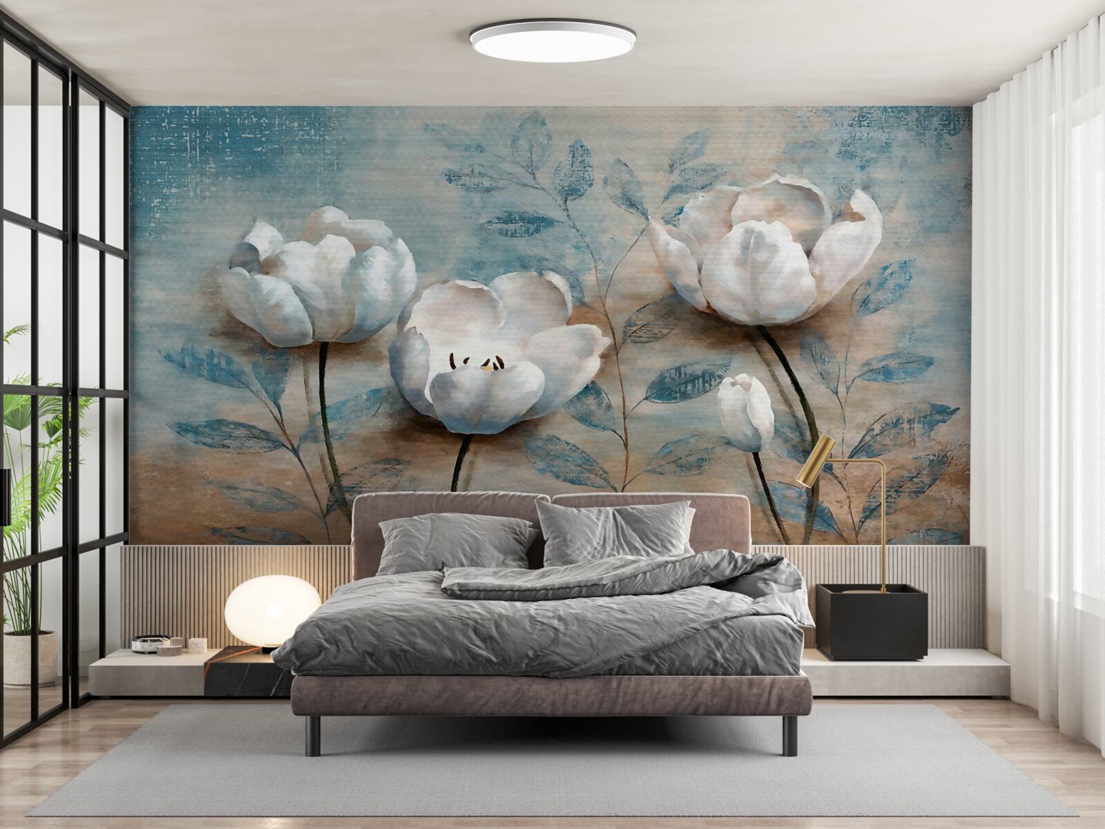 Fototapet schiță cu muguri cărămiziu