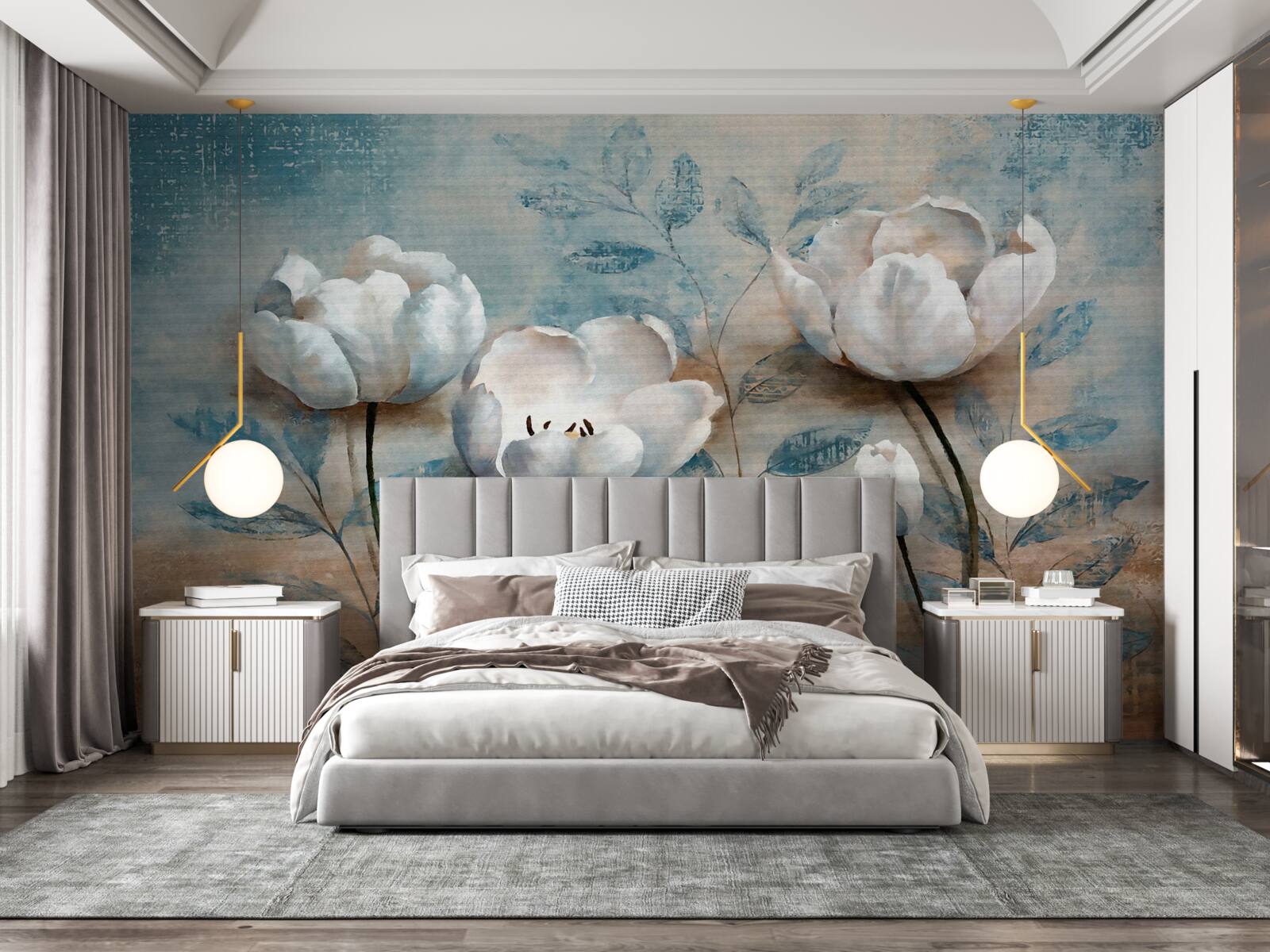 Fototapet schiță cu muguri cărămiziu