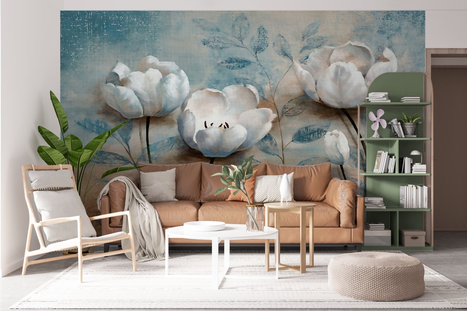 Fototapet schiță cu muguri cărămiziu