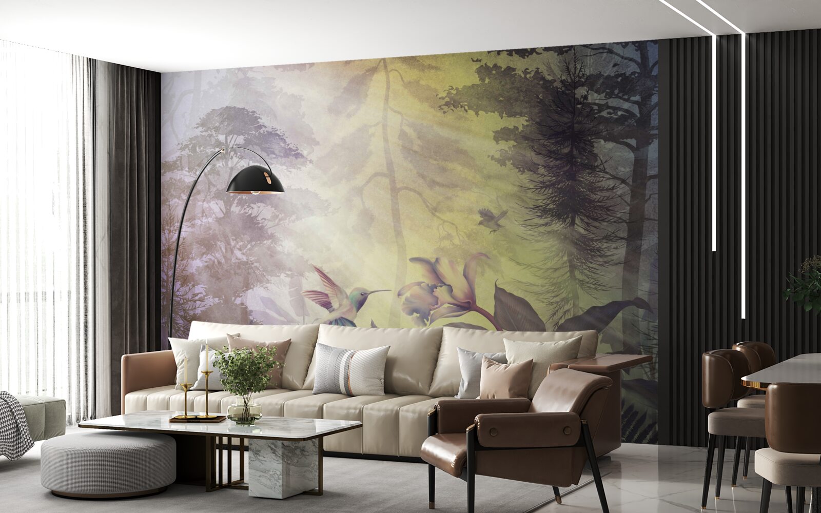 Fototapet o pădure de foioase sub razele soarelui