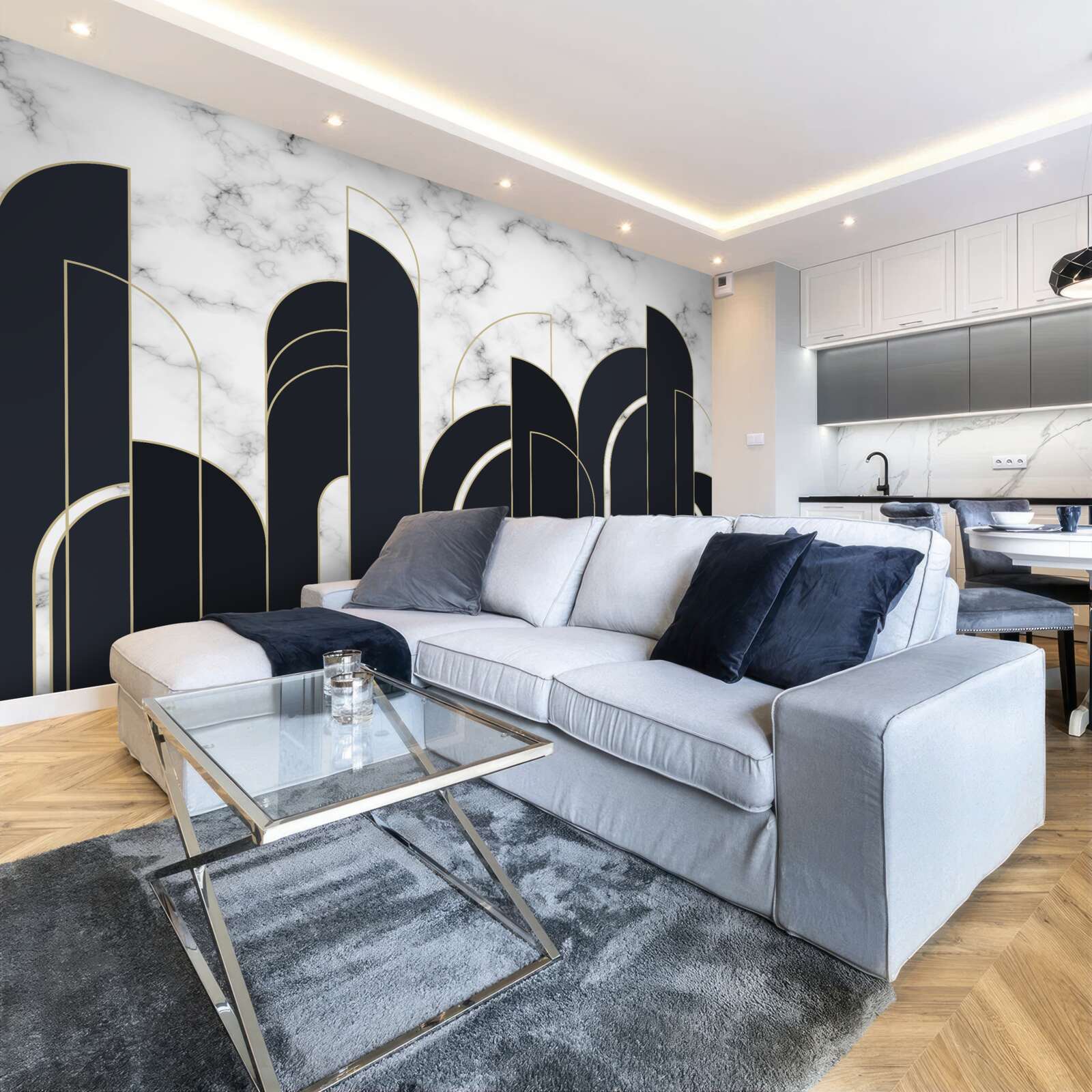 Fototapet linii negre verticale pe ecranul gri de întâmpinare